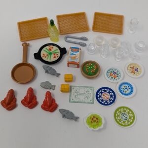 Calico Critters Seaside Restaurant Replacement Plates Lobster Fish Food